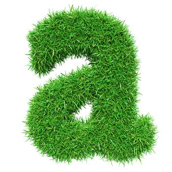 Green Grass Letter A. Isolated On White Background. Font For Your Design. 3D Illustration