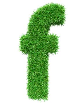 Green Grass Letter F. Isolated On White Background. Font For Your Design. 3D Illustration