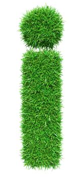 Green Grass Letter I. Isolated On White Background. Font For Your Design. 3D Illustration