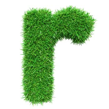 Green Grass Letter R. Isolated On White Background. Font For Your Design. 3D Illustration