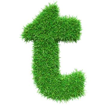 Green Grass Letter T. Isolated On White Background. Font For Your Design. 3D Illustration