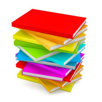 Books stack - isolated on white background. 3D illustration