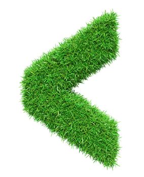 Green grass check mark, isolated on white background. 3D illustration