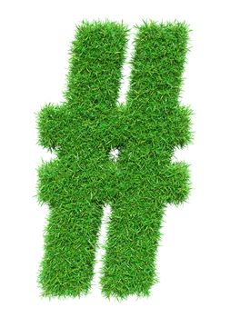 Green grass lattice, isolated on white background. 3D illustration