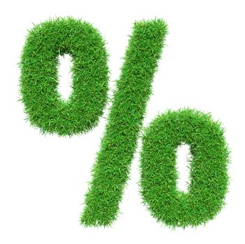 Green grass percent, isolated on white background. 3D illustration