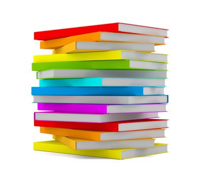 Books stack - isolated on white background. 3D illustration