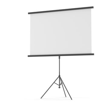 Blank presentation roller screen. Template for your design. 3D illustration