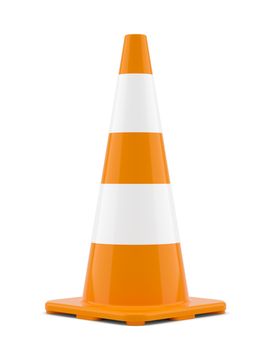 Isolated traffic cone. 3D Illutration. White background