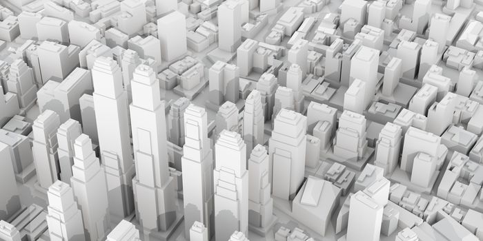 White modern city. Aerial view. 3D rendering