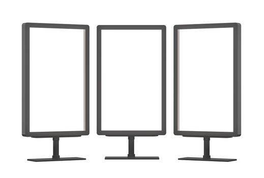 Three big vertical poster on white background. 3D Illustration