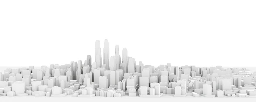 White modern city. Isolated on white. 3D rendering