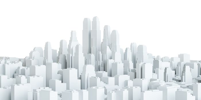 White city downtown isolated on white background. 3d illustration