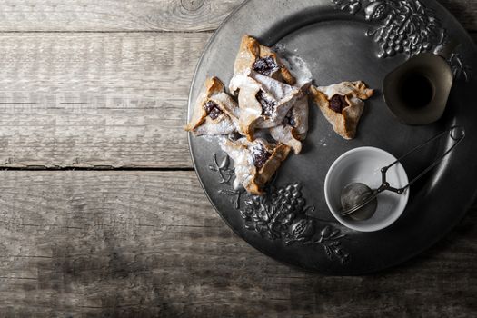 Jewish Pastry Hamantaschen for Purim Holiday on a table