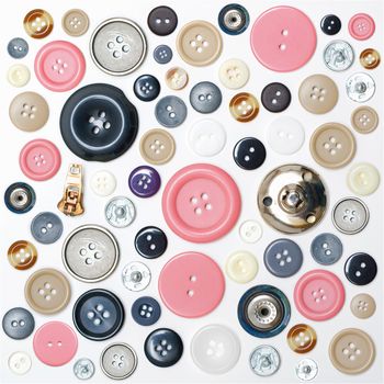 Various sewing button isolated on white background