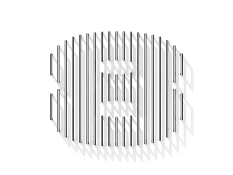 Silver, steel wire font. Number EIGHT 8 with vertical shadows. 3D render illustration isolated on white background