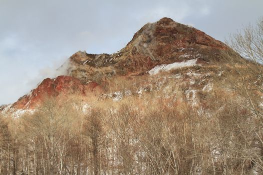 Snowy Mount Usu, Hokkaido in the winter