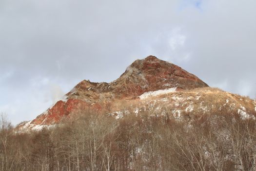 Snowy Mount Usu, Hokkaido in the winter