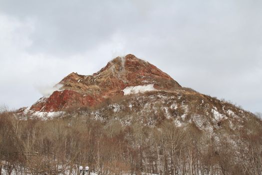 Snowy Mount Usu, Hokkaido in the winter