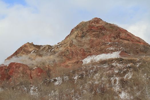 Snowy Mount Usu, Hokkaido in the winter