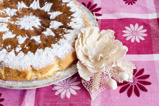 paradise cake decorated with icing sugar for valentine