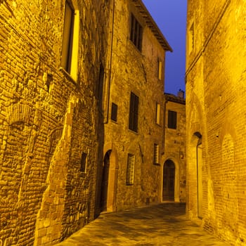 Montepulciano - old town at night. Montepulciano, Tuscany, Italy