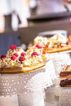 French pastries on display a confectionery shop in France