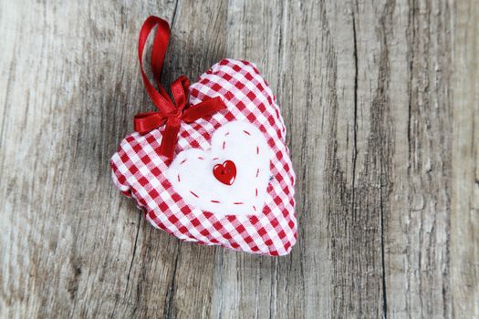 Love heart on wooden texture background, valentines day card concept