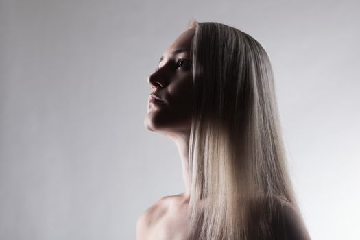 portrait of attractive caucasian girl with blond hair