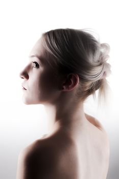 portrait of attractive caucasian girl with blond hair