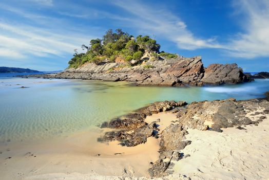 Number One Beach, Seal Rocks, Australia, on a beautiful sunny day.