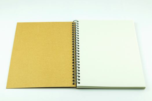 open notebook cover on white background