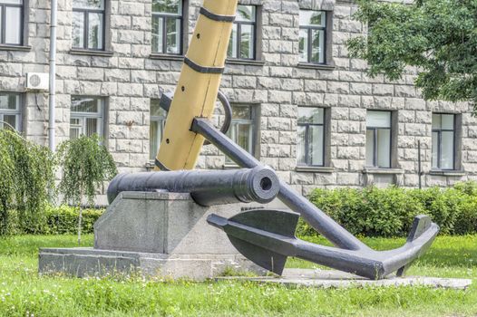 anchor and ship's gun at the Military Training and Research Center in St. Petersburg