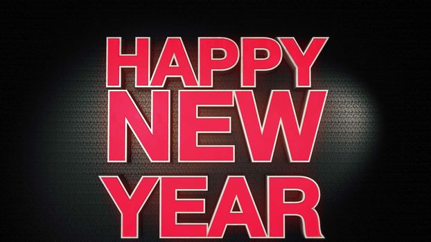 Metal 3D text Happy new year with reflection and light