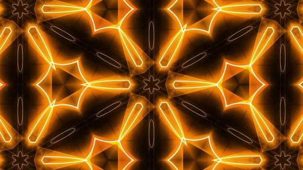 Fractal orange kaleidoscopic background. 3D rendered backdrop