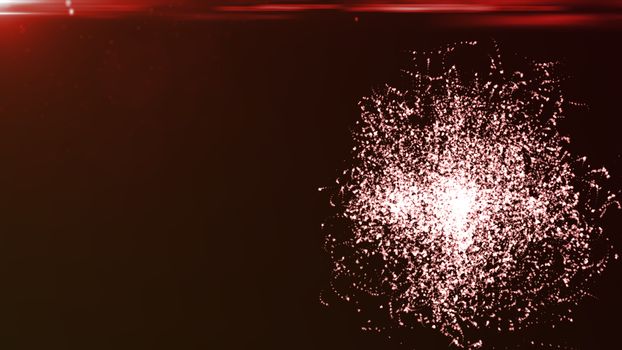 Abstract background with particles sphere and flares. 3D rendered