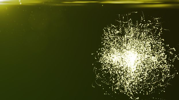 Abstract background with particles sphere and flares. 3D rendered