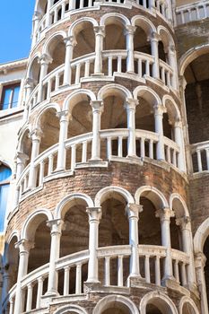 Scala Contarini del Bovolo - Venezia Italy / Detail of the Scala Contarini del Bovolo of Contarini Palace in the city of Venezia (UNESCO world heritage site), Veneto, Italy