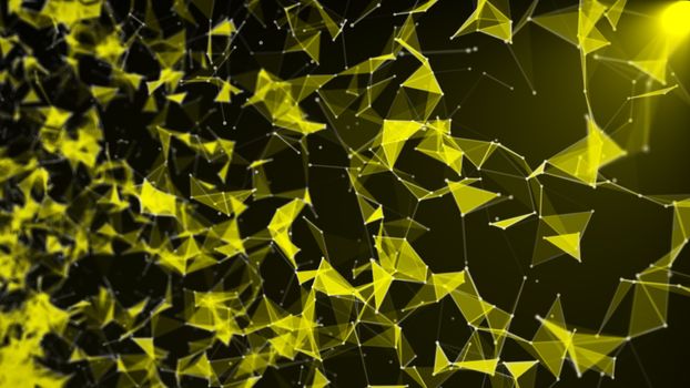 Abstract background with triangles and lines. Artificial light. 3d rendering