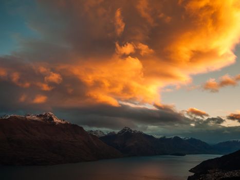 sunset reflecting of storm clouds