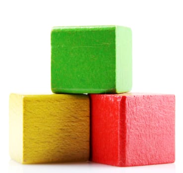 Wooden blocks isolated on white.