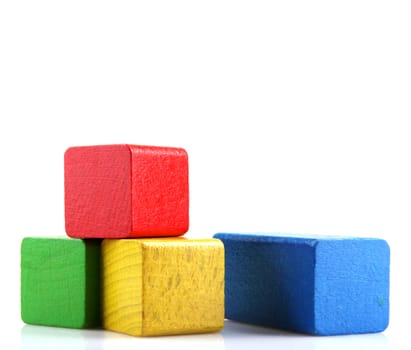 Wooden blocks isolated on white.