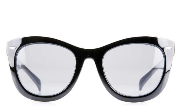 Eyeglasses with black rim.