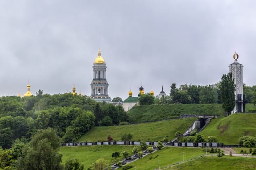 A wiev of Kiev Pechersk Lavra and Henocide Monument