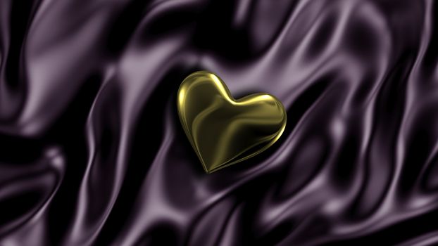 3D illustration Abstract Black background with Gold Heart