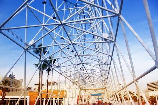 Pedestrian bridge over Shoreline Drive Long Beach. California