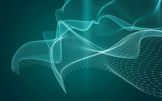 Abstract polygonal space low poly dark background with connecting dots and lines. Connection structure. 3d rendering