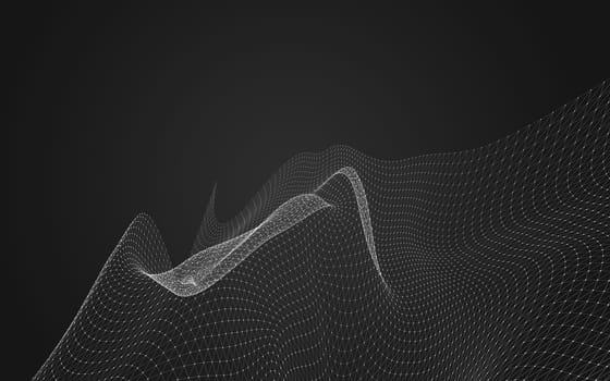 Abstract polygonal space low poly dark background with connecting dots and lines. Connection structure. 3d rendering