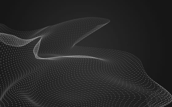 Abstract polygonal space low poly dark background with connecting dots and lines. Connection structure. 3d rendering