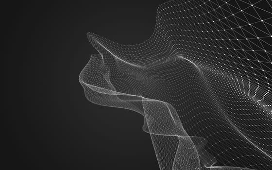 Abstract polygonal space low poly dark background with connecting dots and lines. Connection structure. 3d rendering