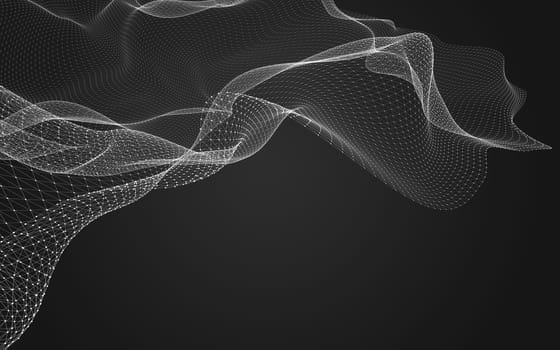 Abstract polygonal space low poly dark background with connecting dots and lines. Connection structure. 3d rendering